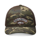 Embroidered Biker Patch "Mud & Misfits Est. 2026" Camouflage Trucker Hat