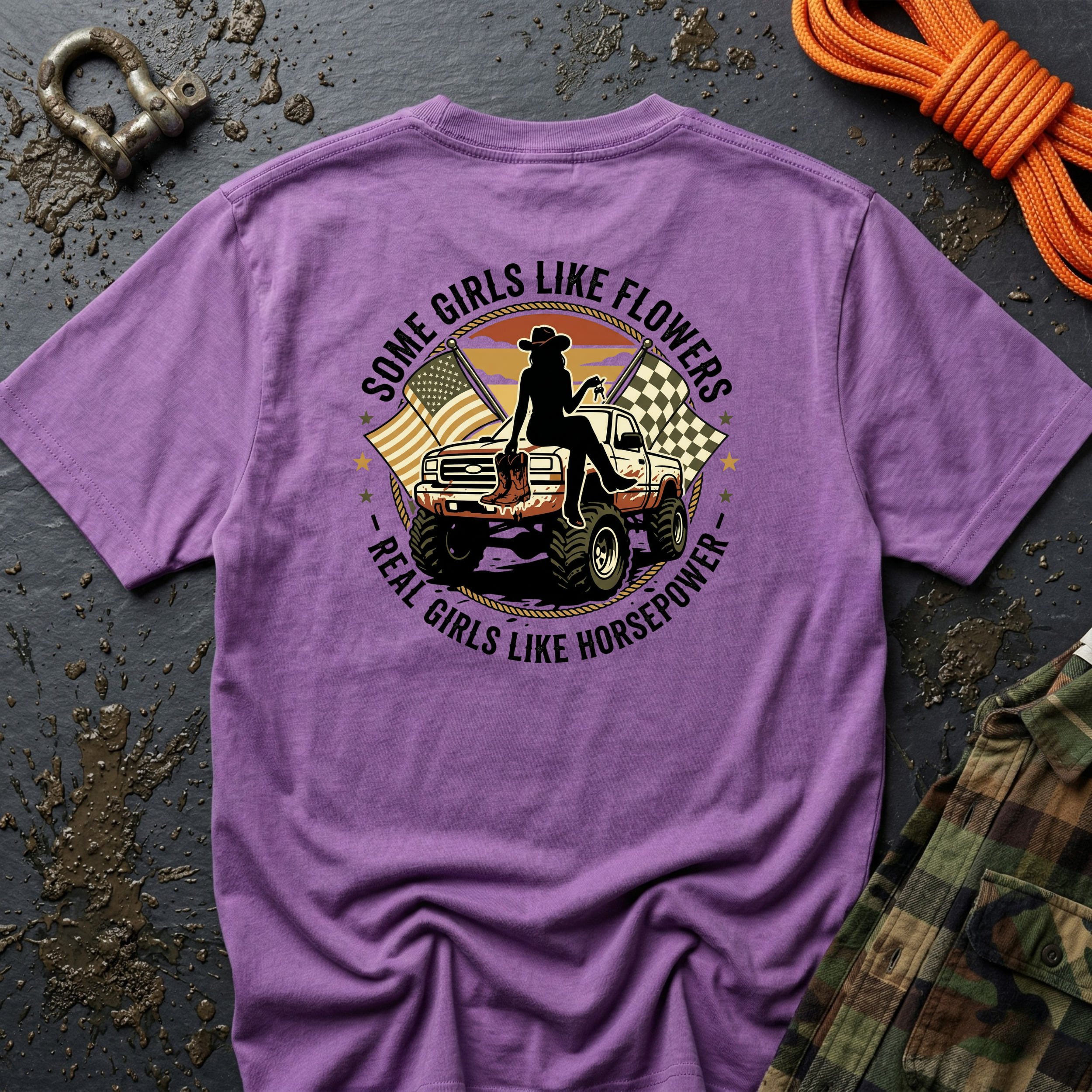 Mud & Miss-fits "Real Girls Like Horsepower" T-shirt