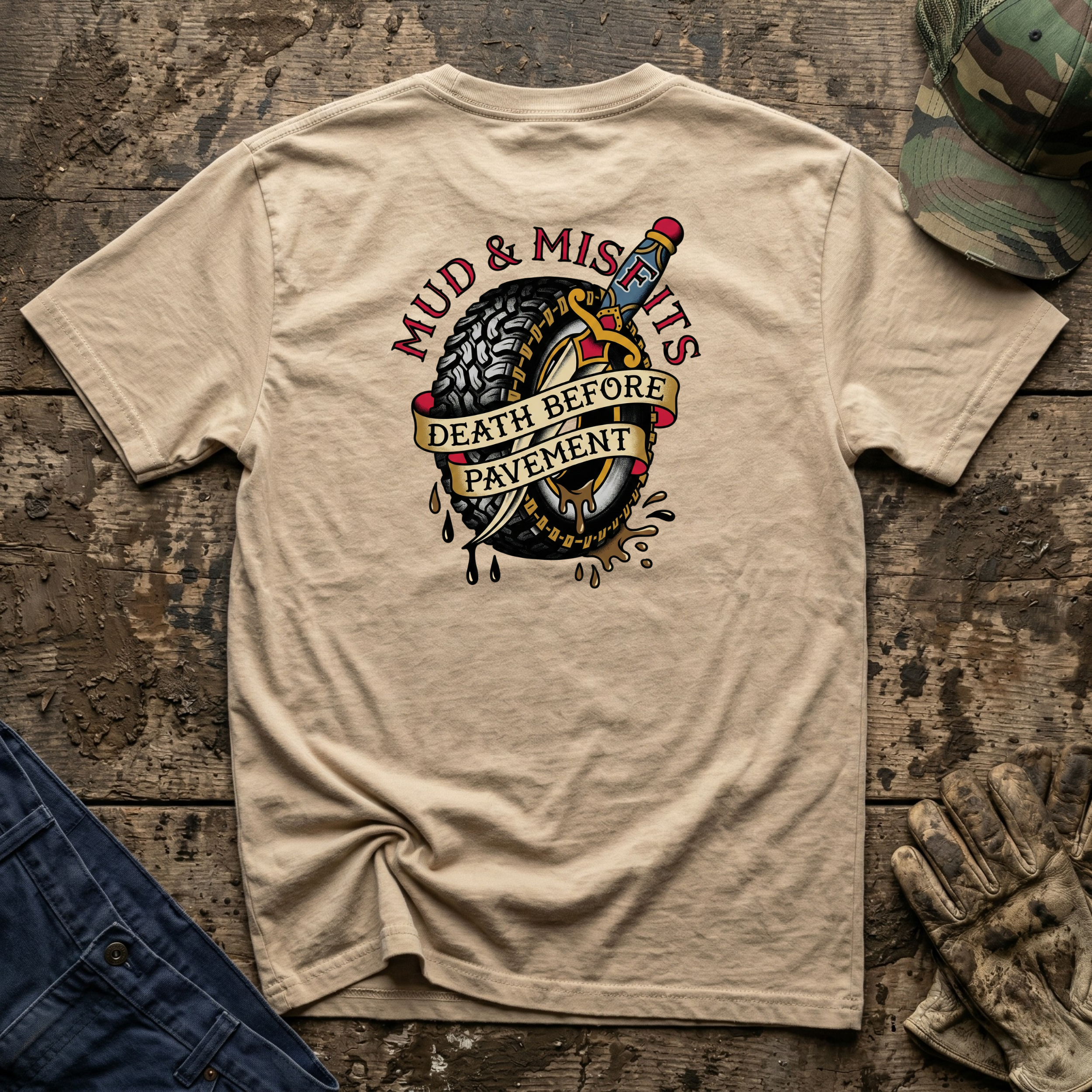 Mud & Misfits "Death Before Pavement" American Tattoo T-shirt