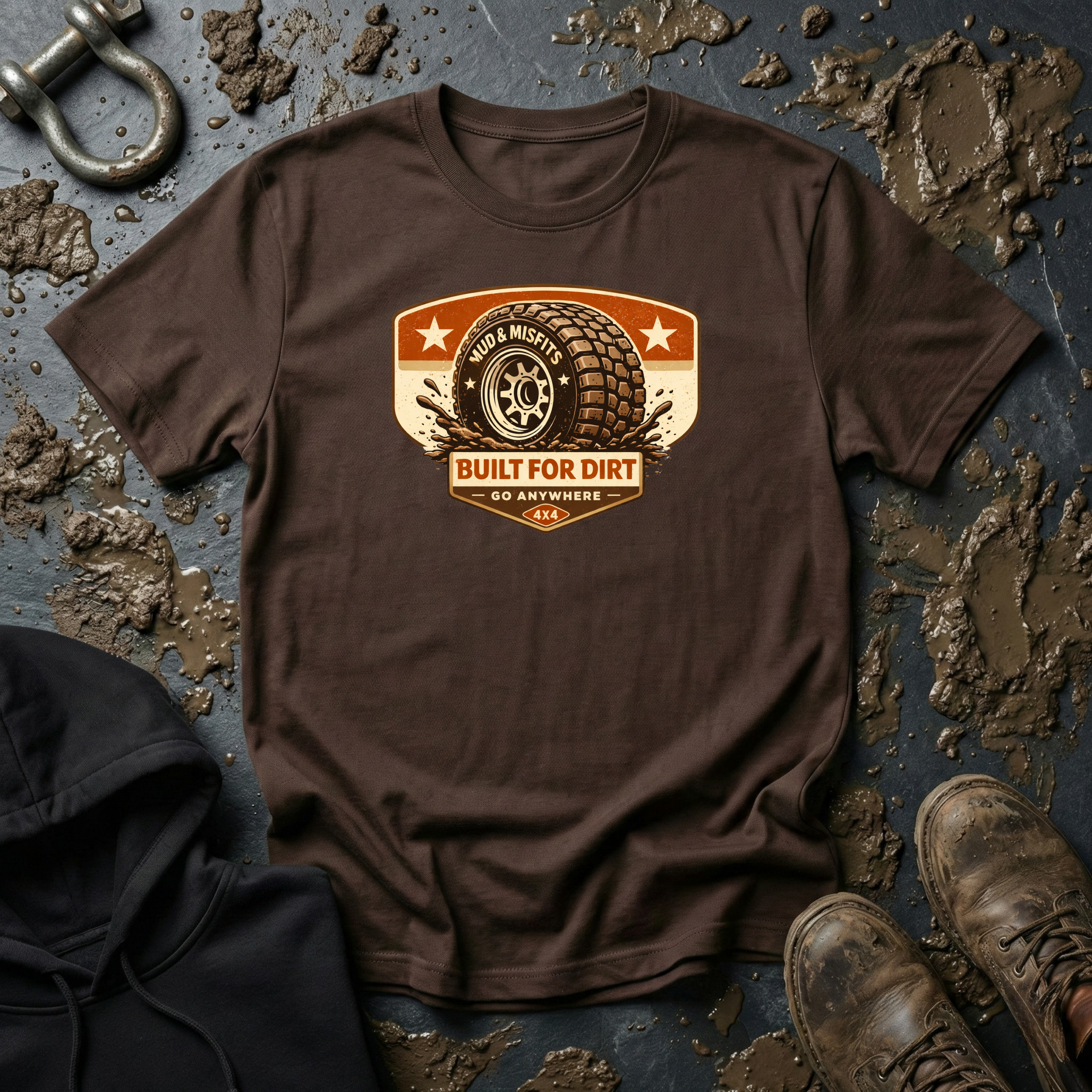 Mud & Misfits "Bulit For Dirt Go Anywhere" Garage Sign T-shirt