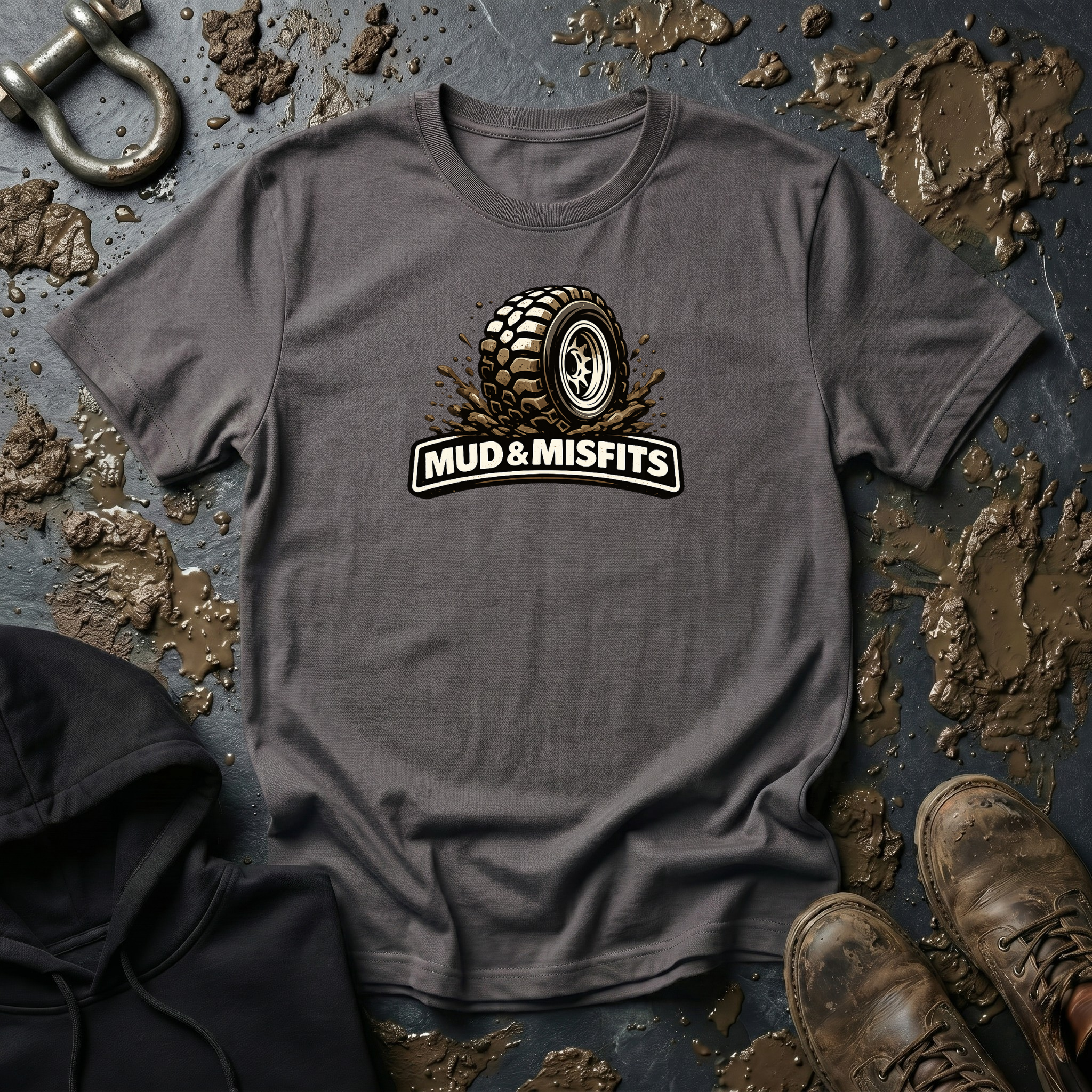 Mud & Misfits Banner Muddy Tire T-shirt