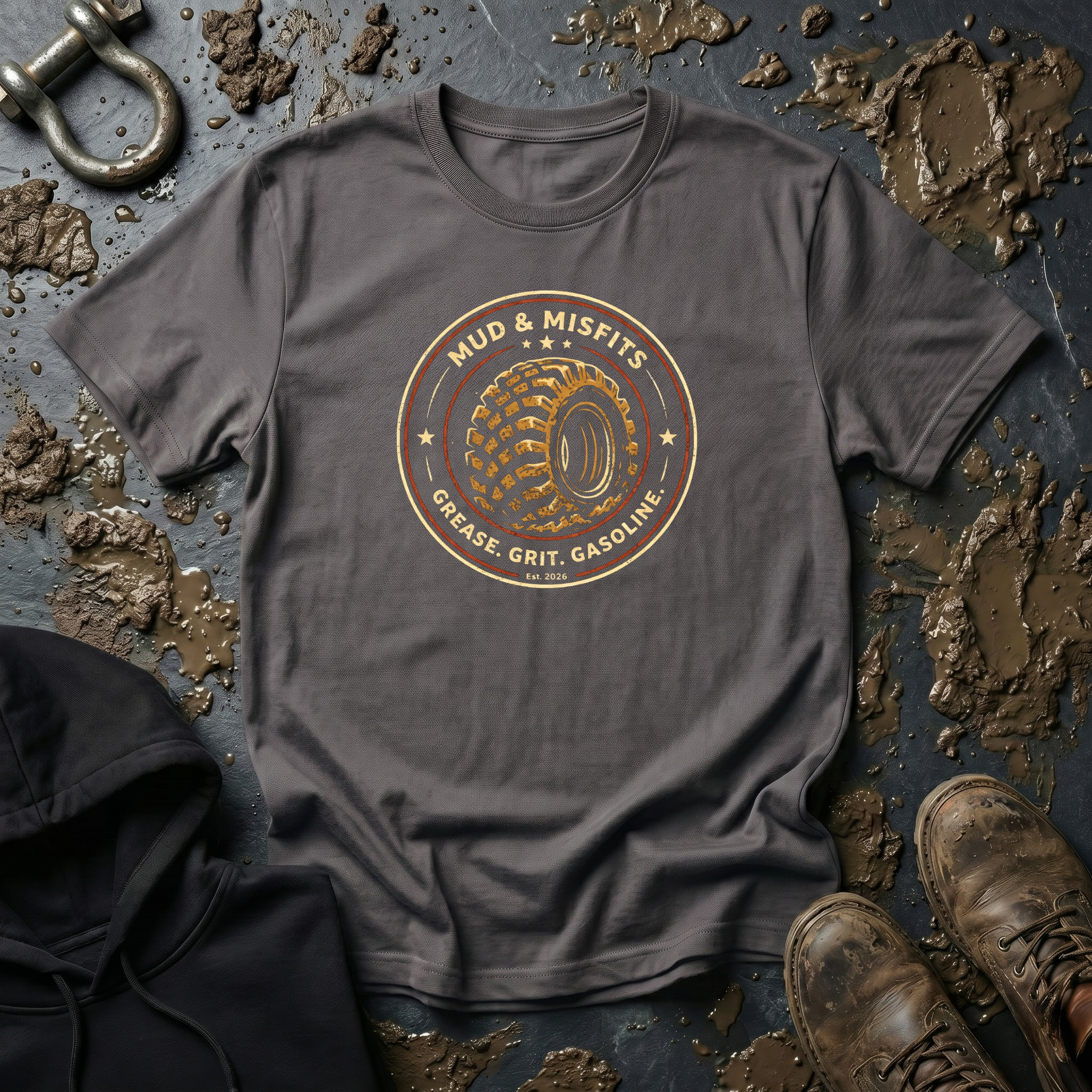 Mud & Misfits "Grease. Grit. Gasoline." T-shirt