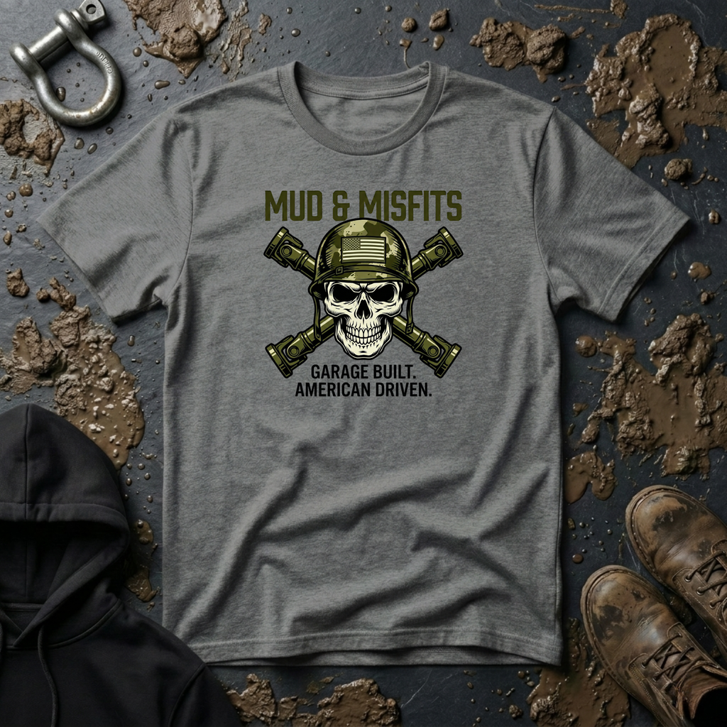 Mud & Misfits "Garage Built. American Driven." Military Skull T-shirt