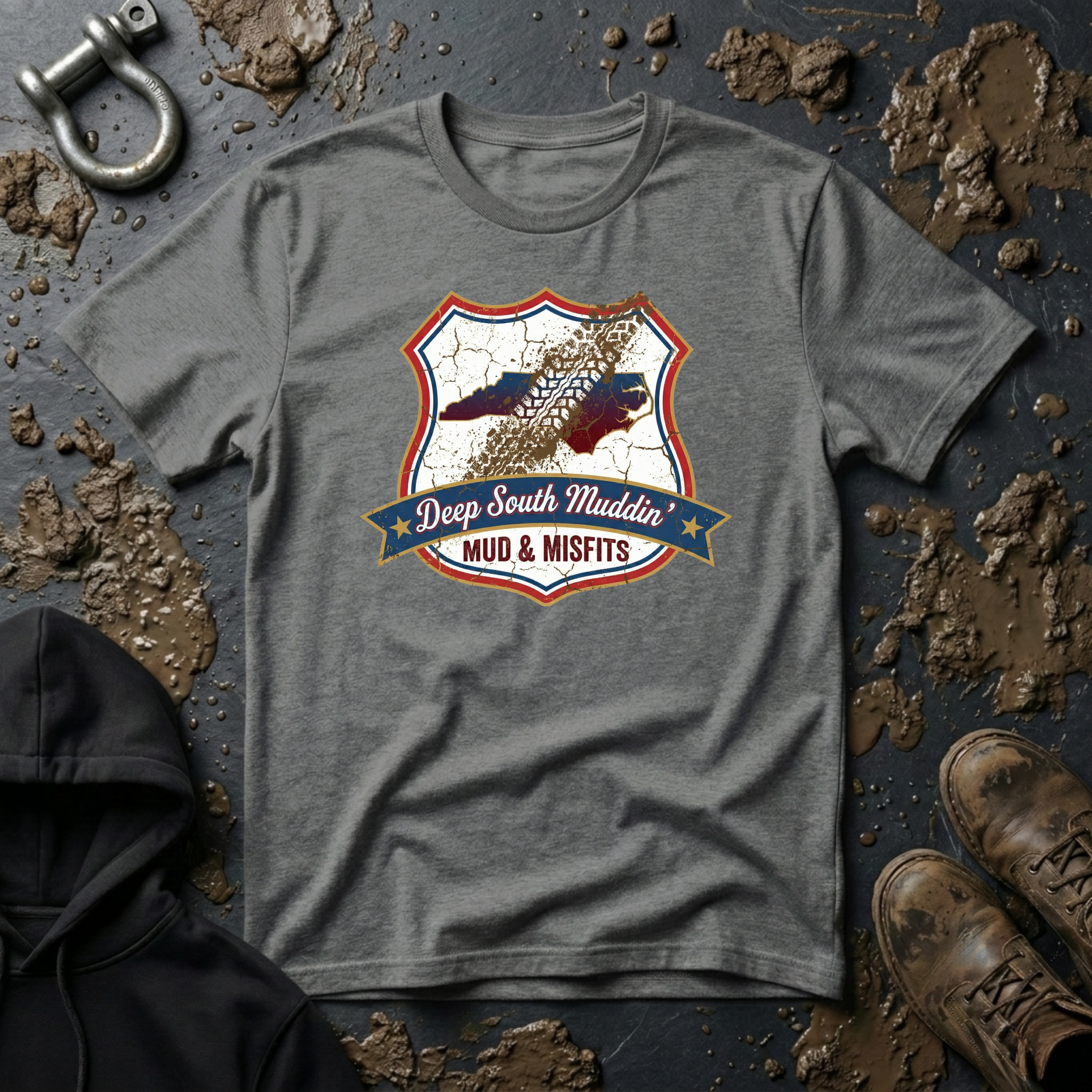 Mud & Misfits NC State Badge "Deep South Muddin" T-shirt