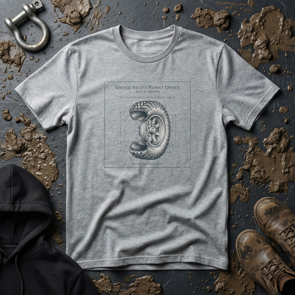 Mud & Misfits US Patent Office Tire T-shirt