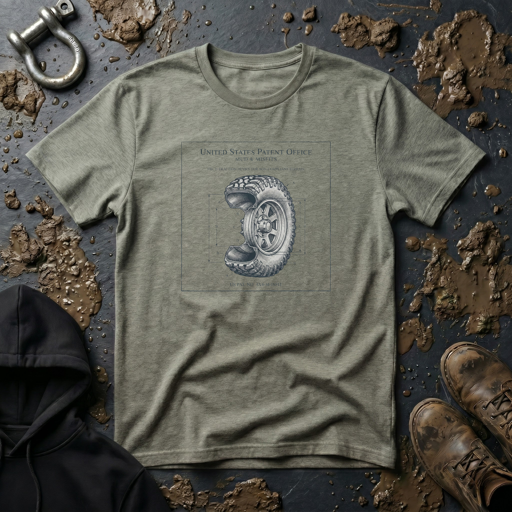 Mud & Misfits US Patent Office Tire T-shirt