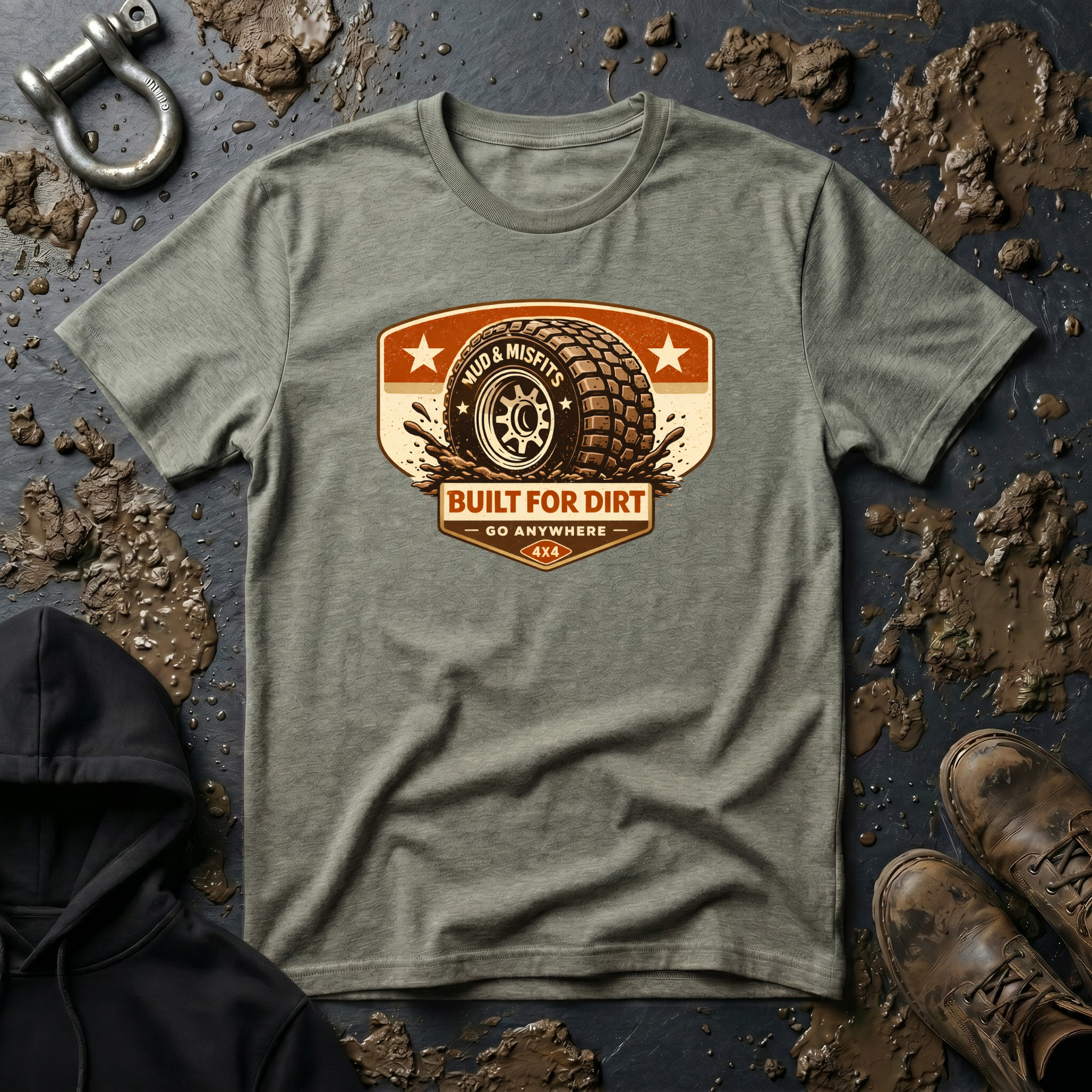Mud & Misfits "Bulit For Dirt Go Anywhere" Garage Sign T-shirt