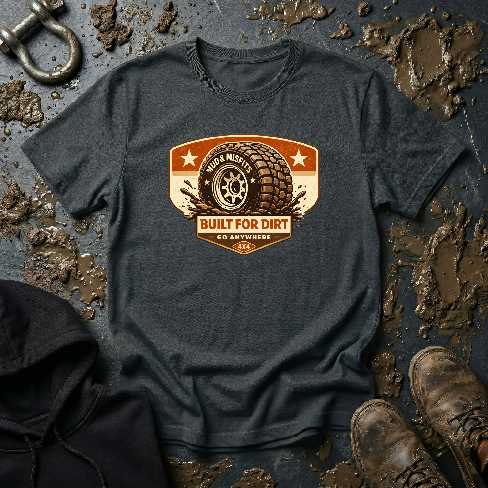 Mud & Misfits "Bulit For Dirt Go Anywhere" Garage Sign T-shirt
