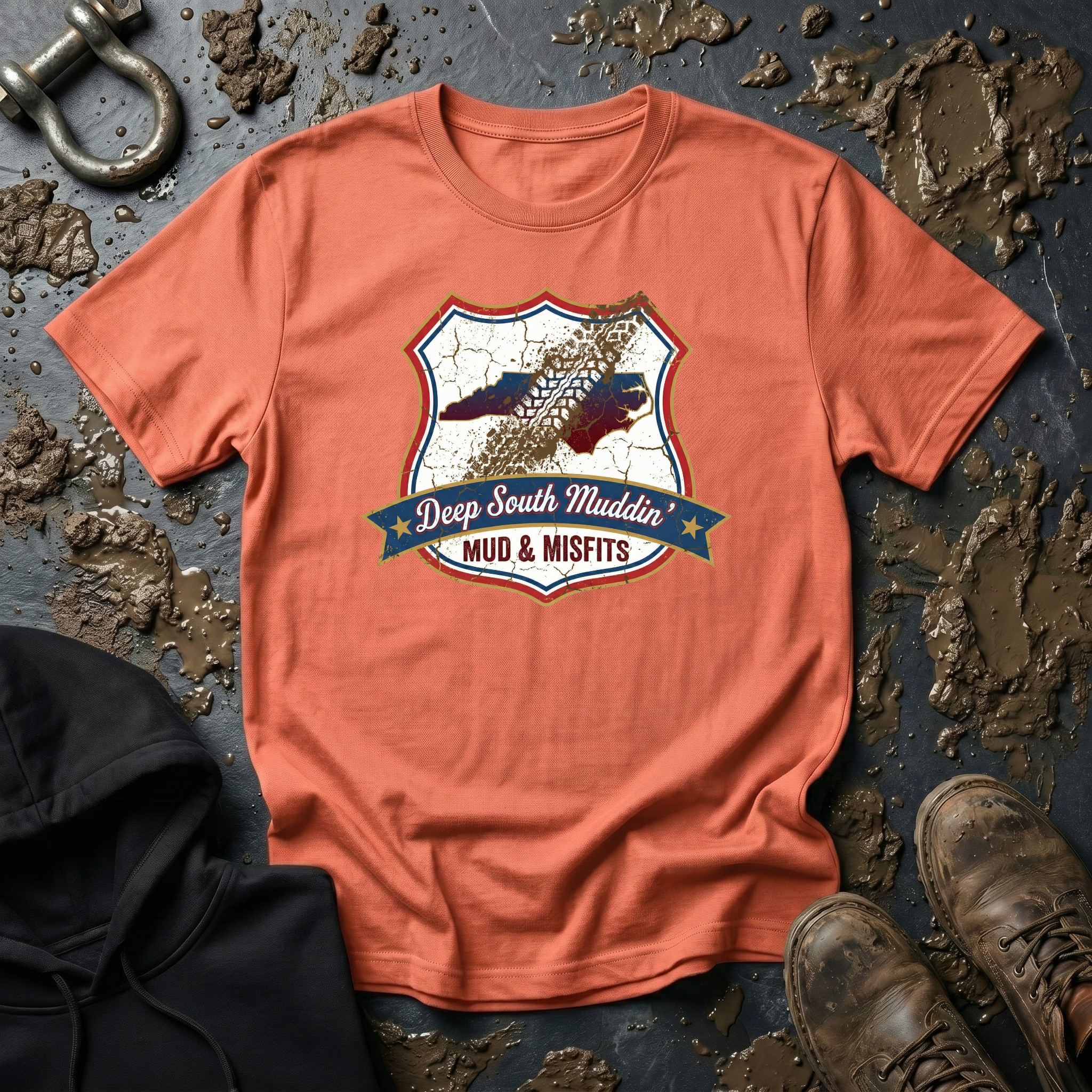 Mud & Misfits NC State Badge "Deep South Muddin" T-shirt