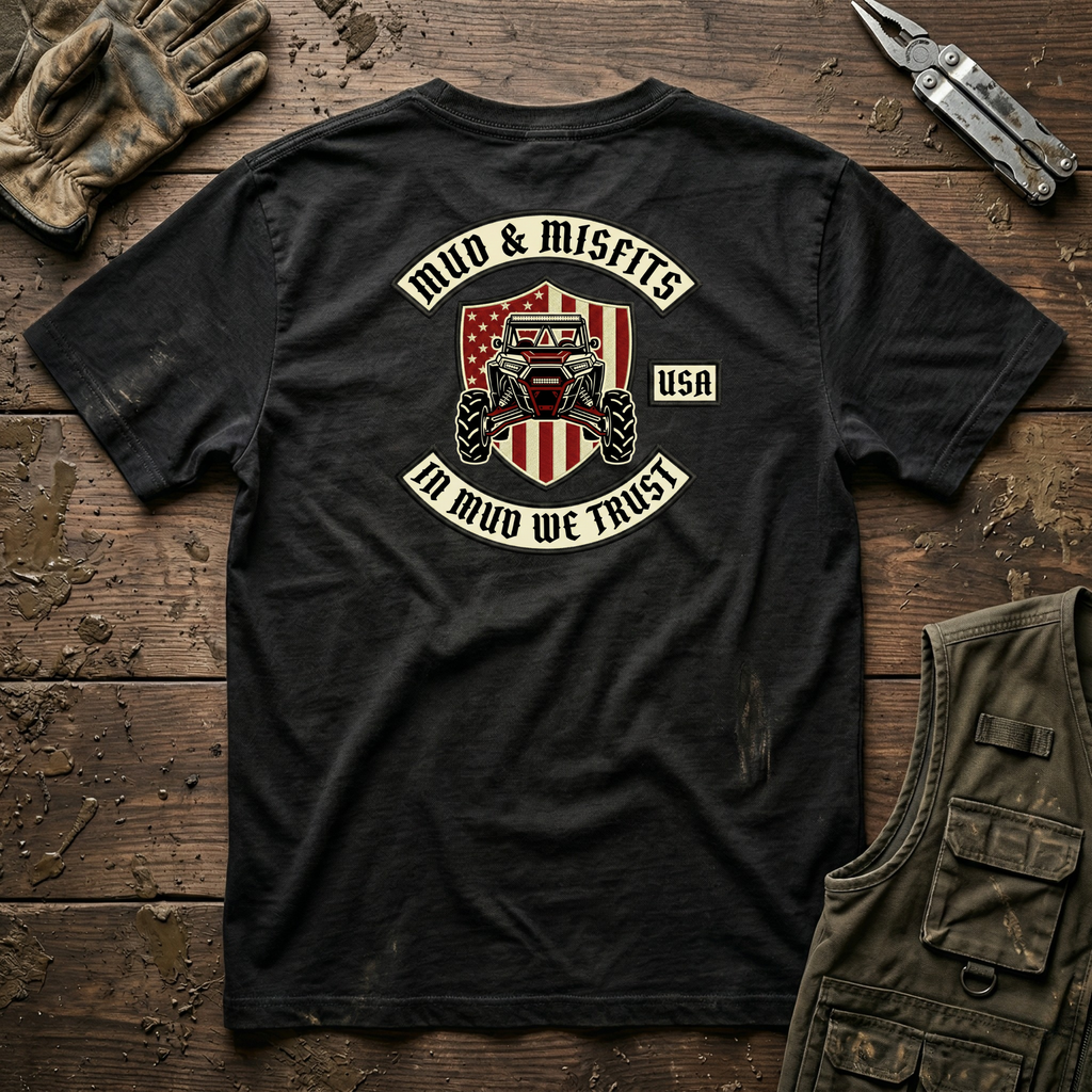 Mud & Misfits "In Mud We Trust" Biker Patch T-shirt
