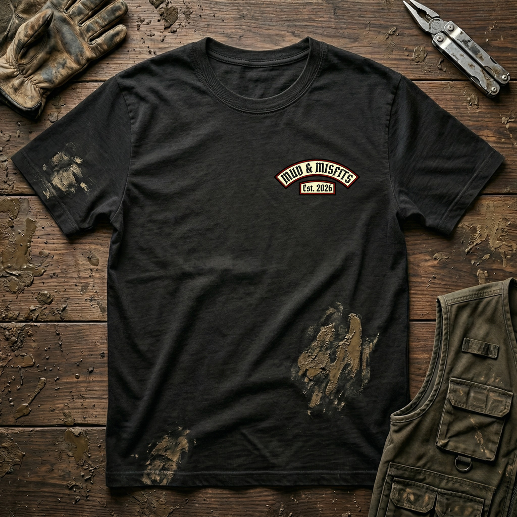 Mud & Misfits "In Mud We Trust" Biker Patch T-shirt