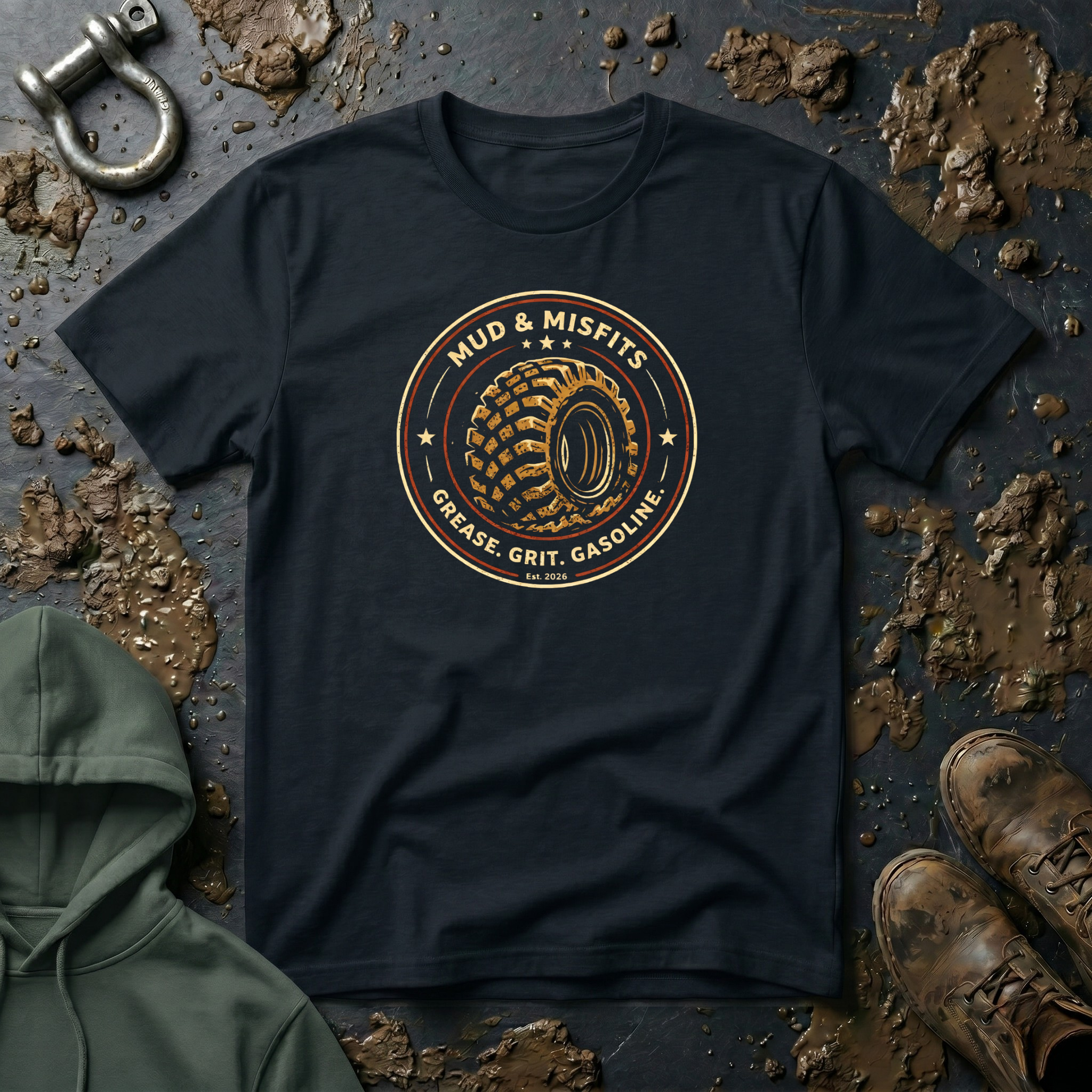 Mud & Misfits "Grease. Grit. Gasoline." T-shirt