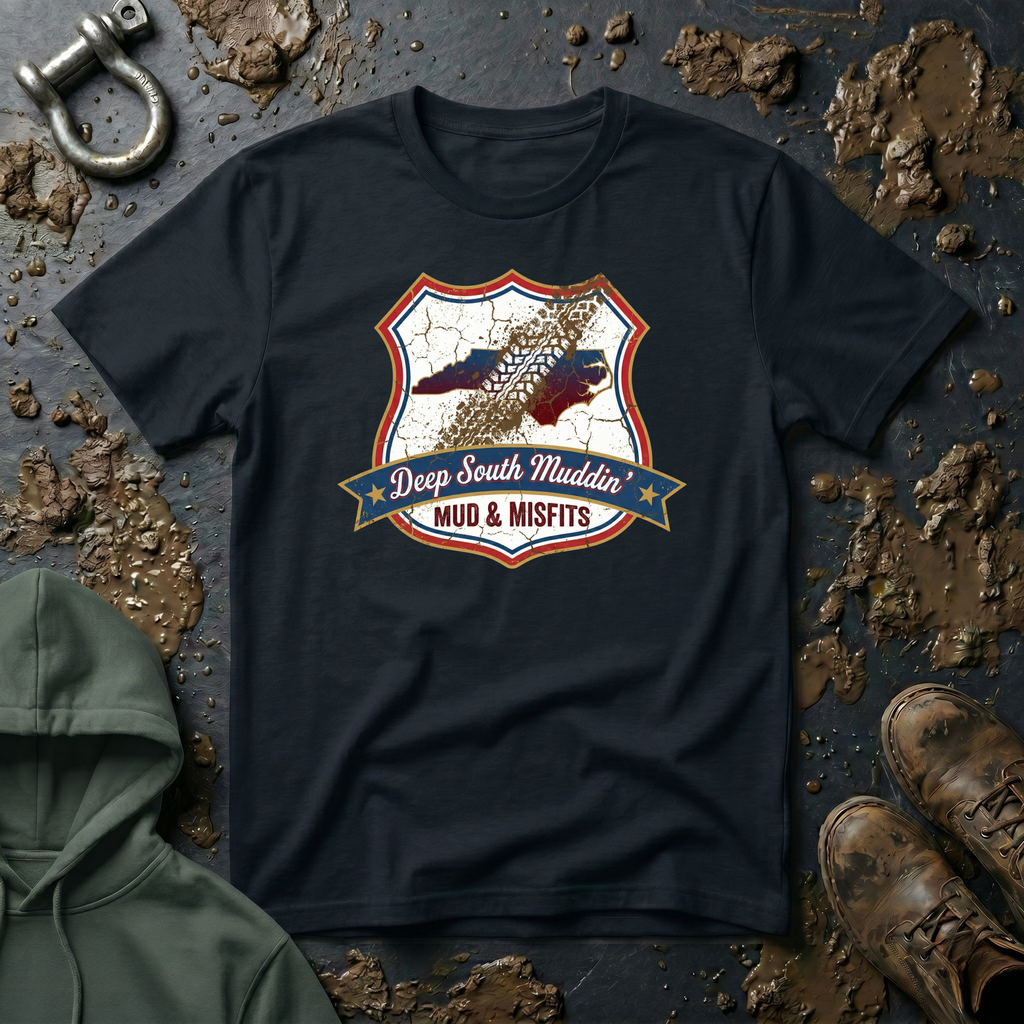 Mud & Misfits NC State Badge "Deep South Muddin" T-shirt