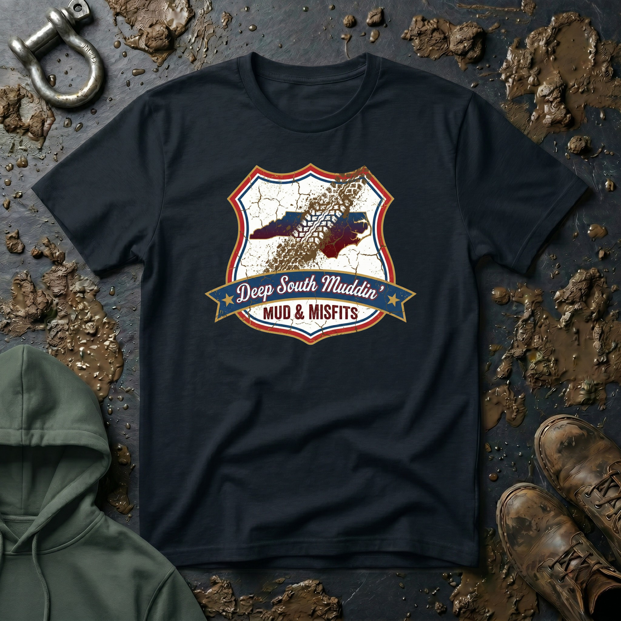 Mud & Misfits NC State Badge "Deep South Muddin" T-shirt