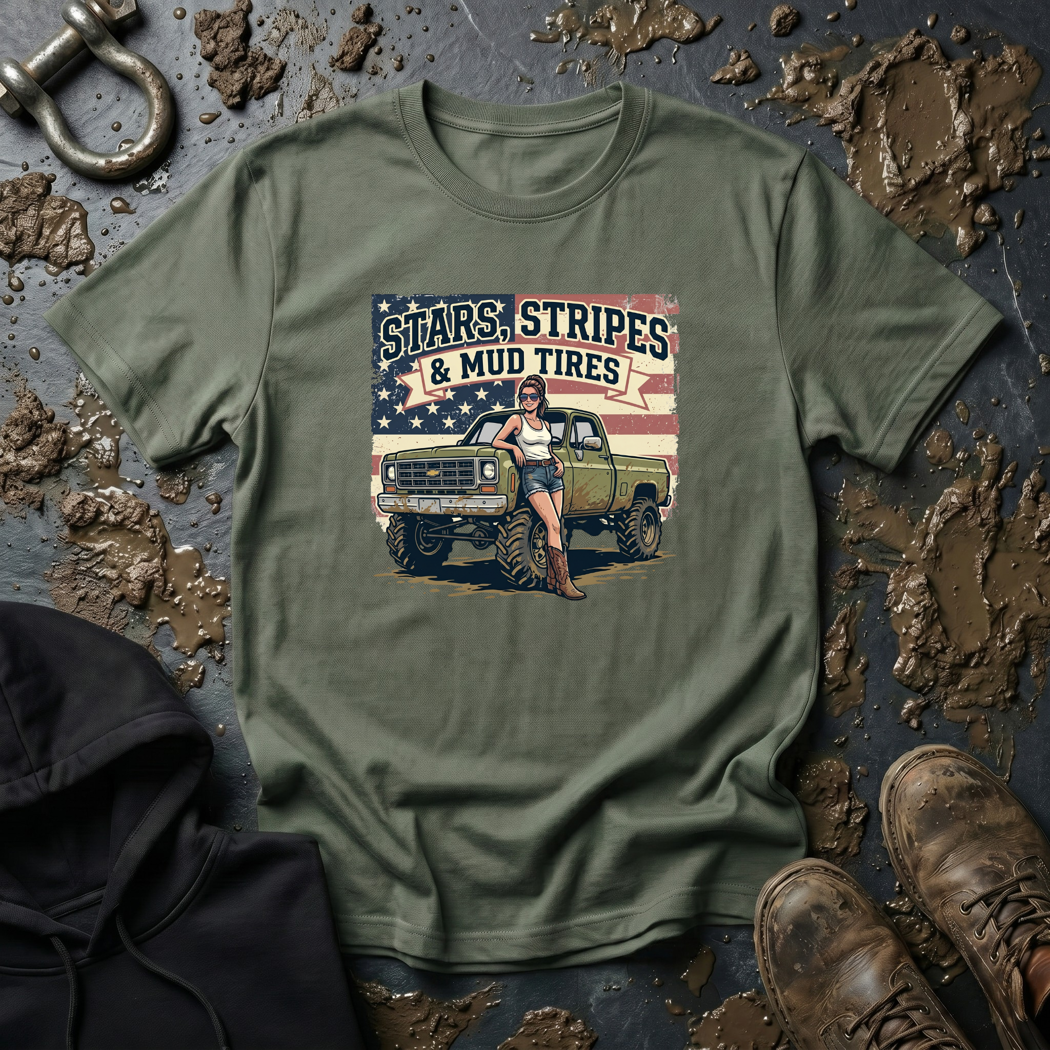 Mud & Misfits 'Stars, Stripes & Mud Tires' T-shirt