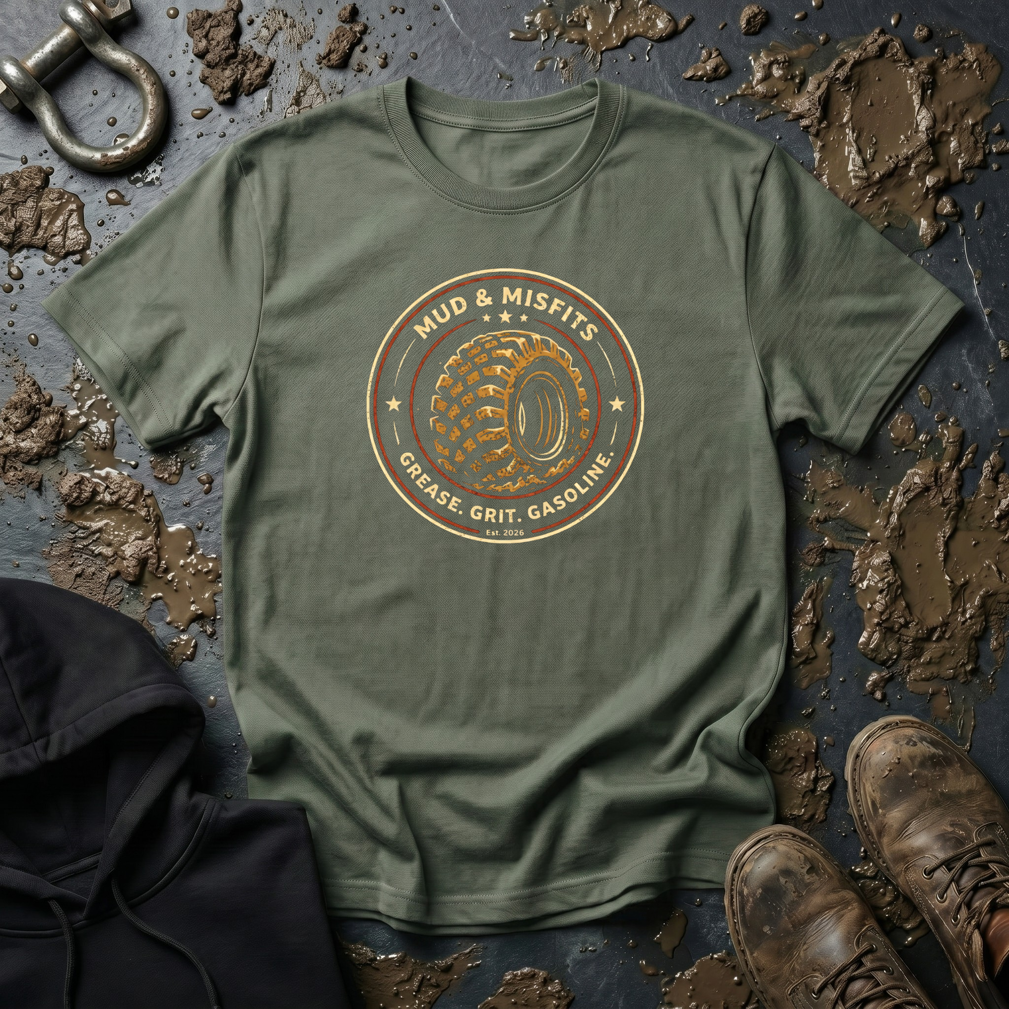 Mud & Misfits "Grease. Grit. Gasoline." T-shirt