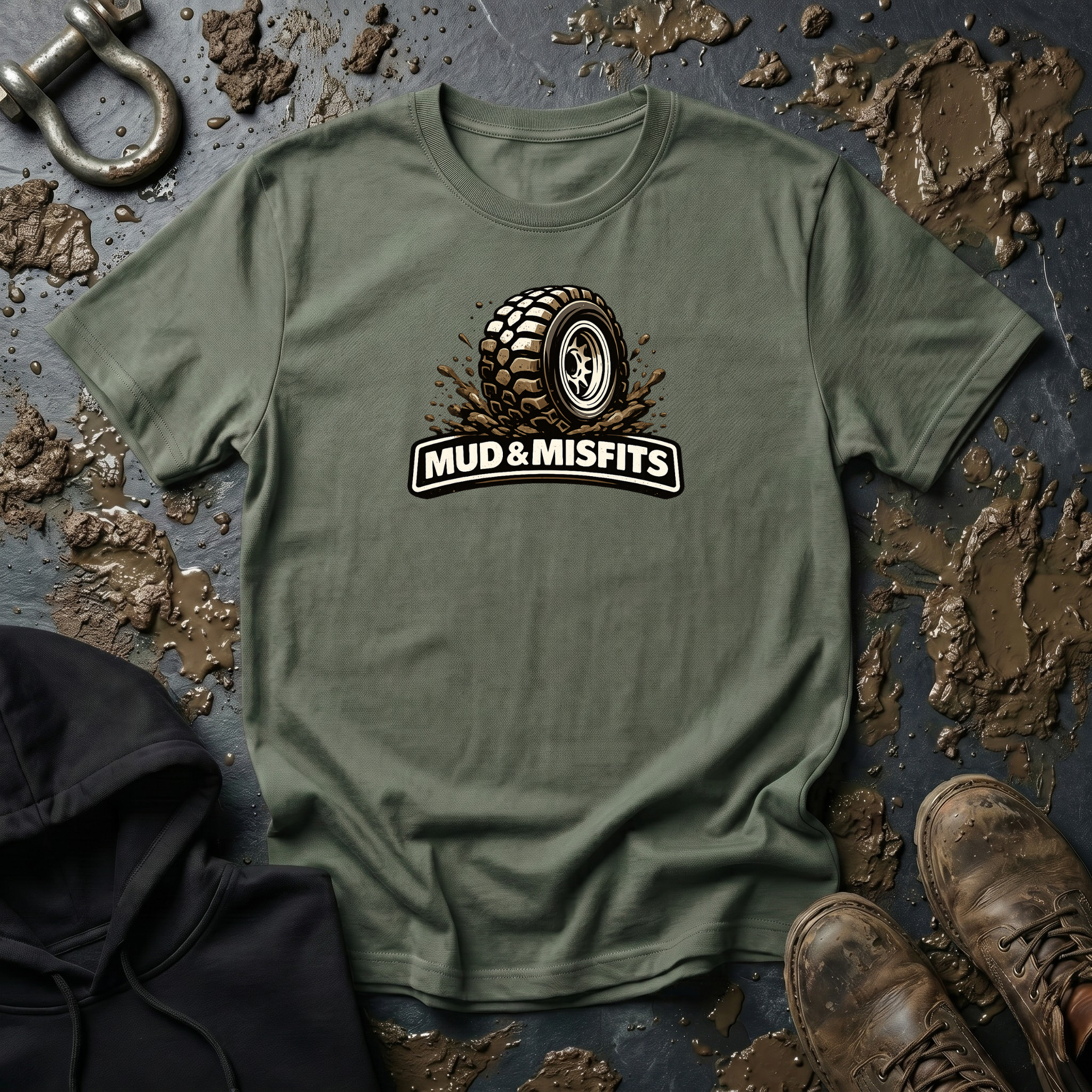 Mud & Misfits Banner Muddy Tire T-shirt