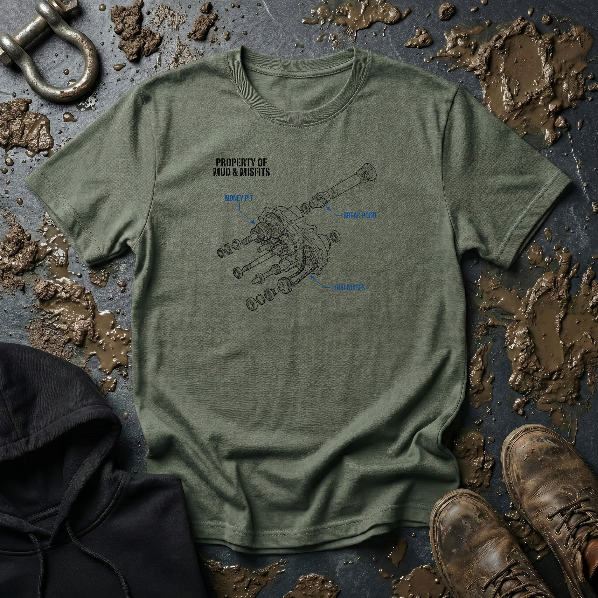 Mud & Misfits Transfer Case Diagram T-shirt