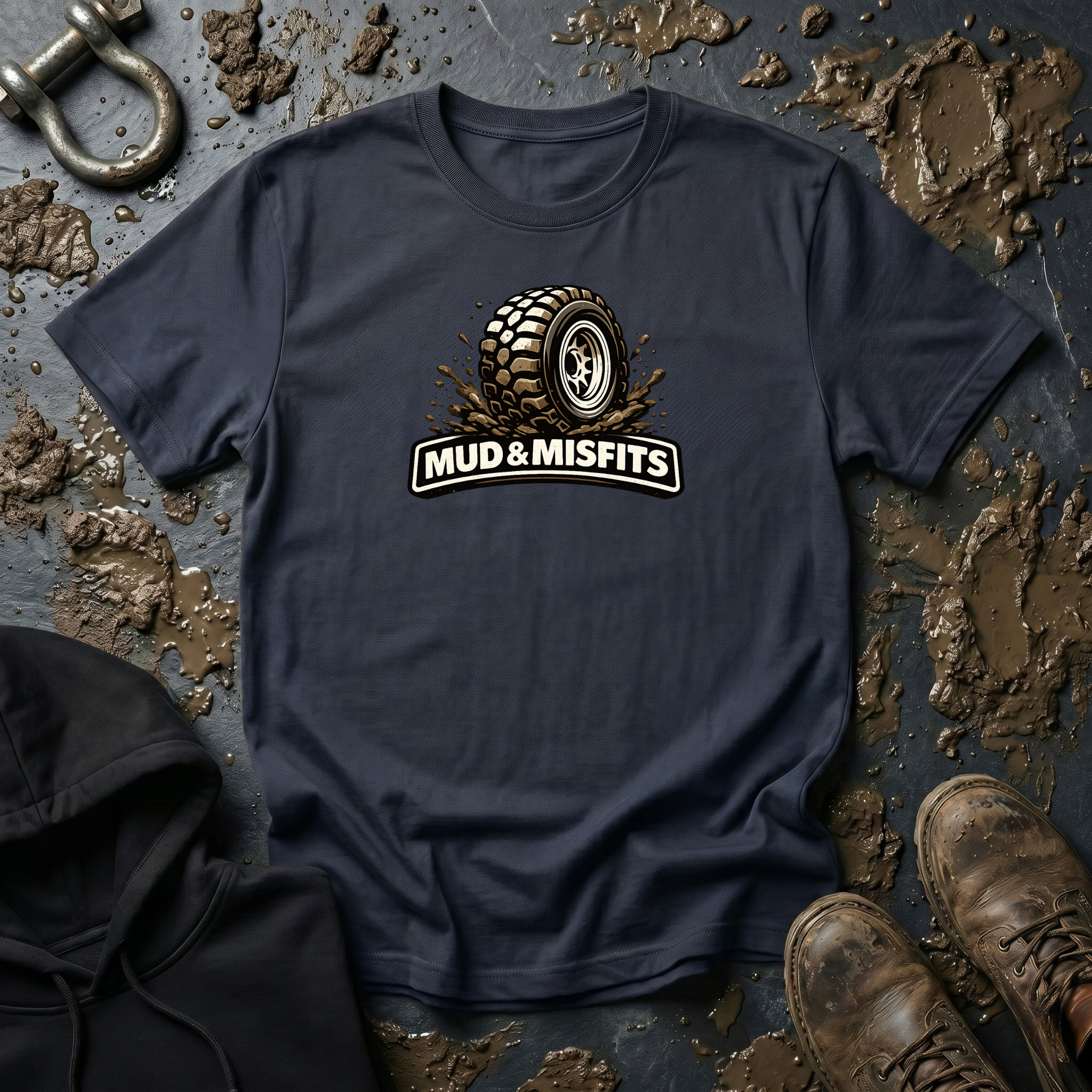 Mud & Misfits Banner Muddy Tire T-shirt