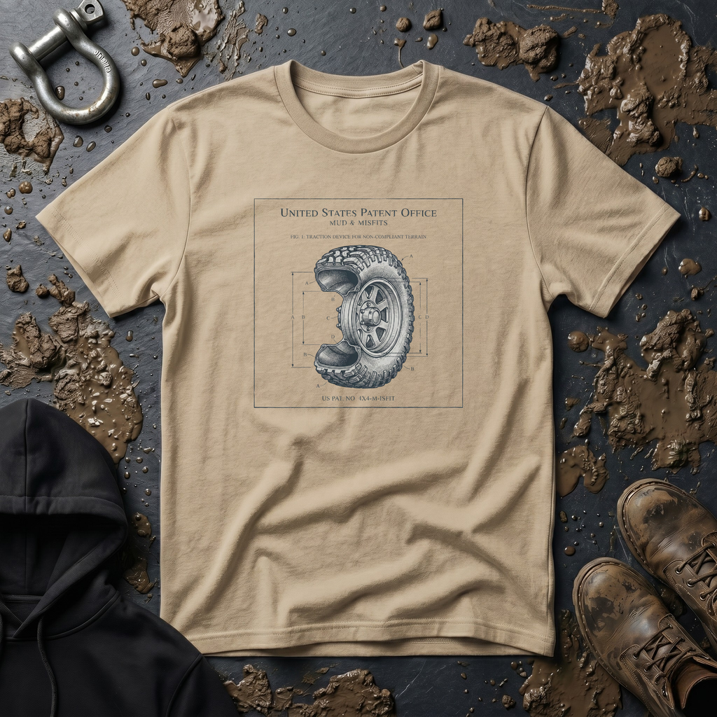 Mud & Misfits US Patent Office Tire T-shirt