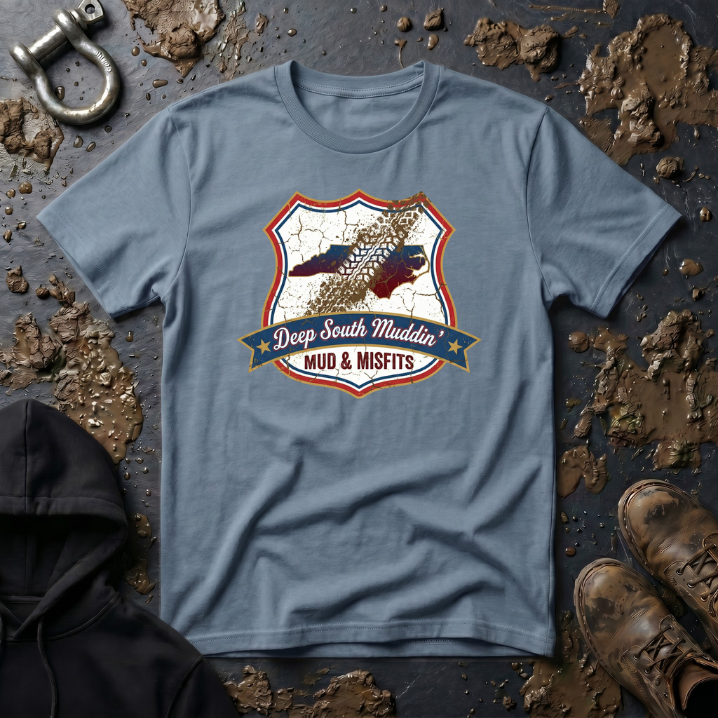 Mud & Misfits NC State Badge "Deep South Muddin" T-shirt