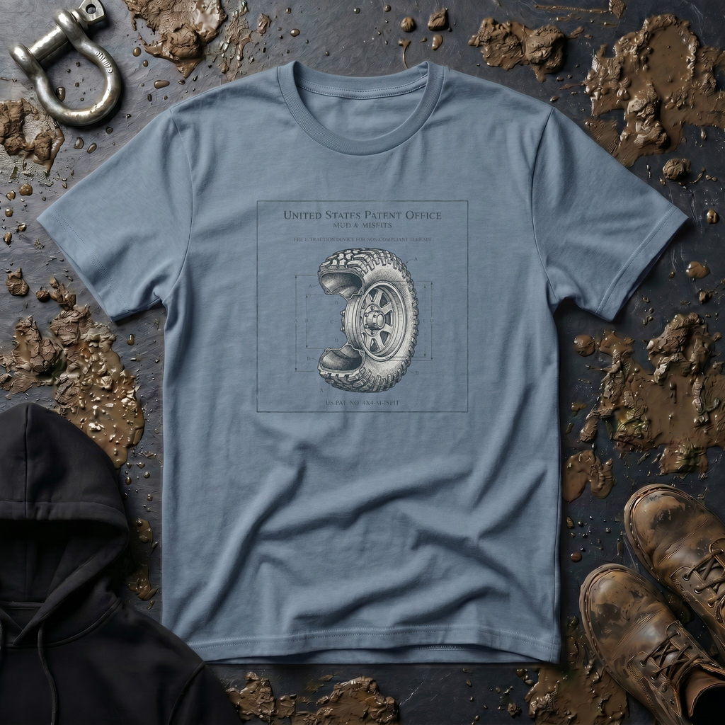Mud & Misfits US Patent Office Tire T-shirt