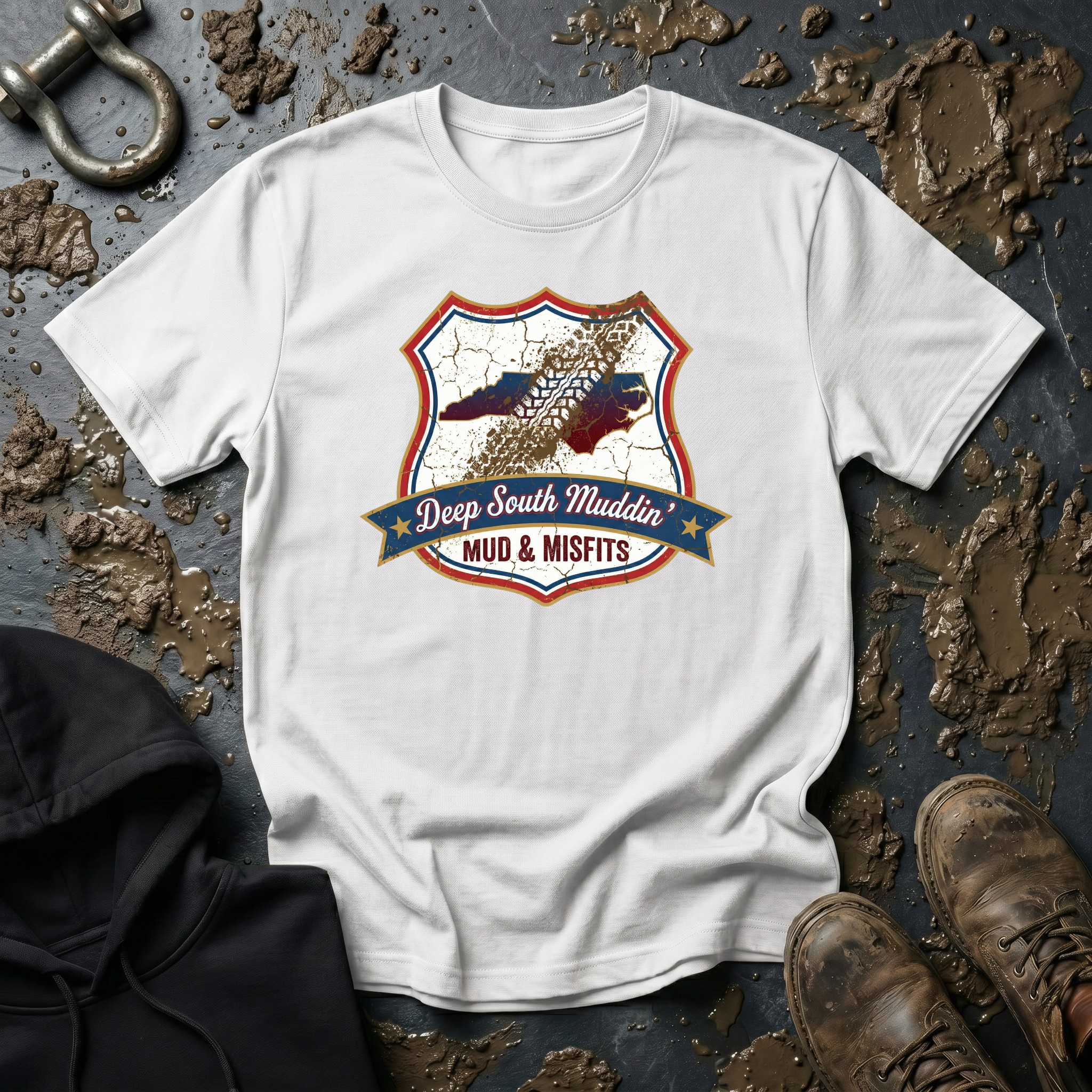 Mud & Misfits NC State Badge "Deep South Muddin" T-shirt