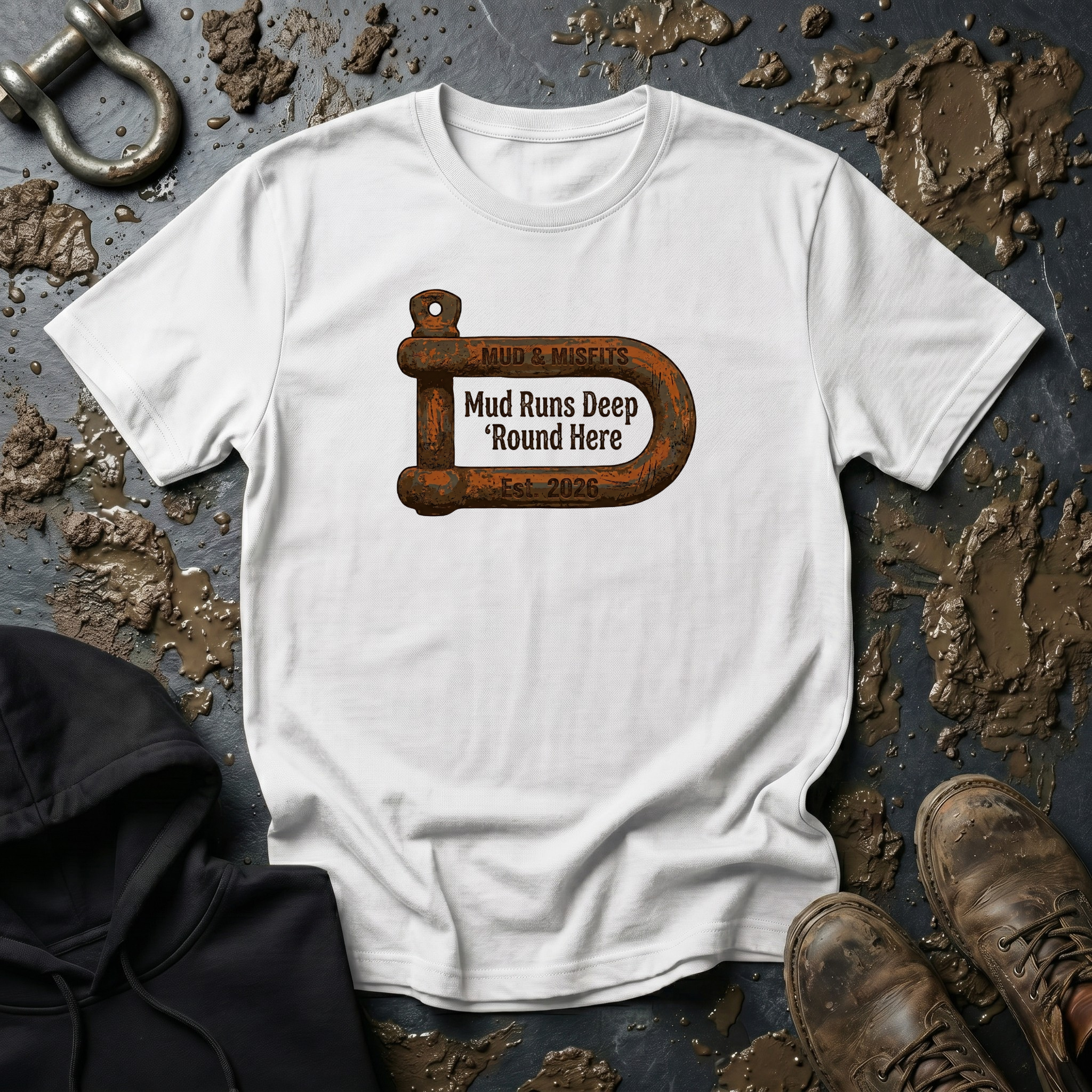 Mud & Misfits "Mud Runs Deep 'Round Here" Shackle T-shirt